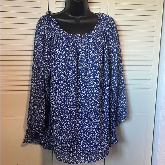 Jones New York Blue Floral Long Sleeve Blouse Women’s Size XL – NWT - Picture 1 of 6